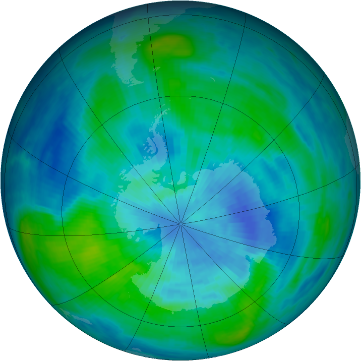 Antarctic ozone map for 21 March 1985